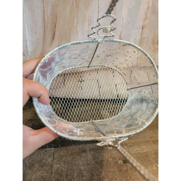 White silver snowman snowflake basket Xmas decor - Picture 5 of 6